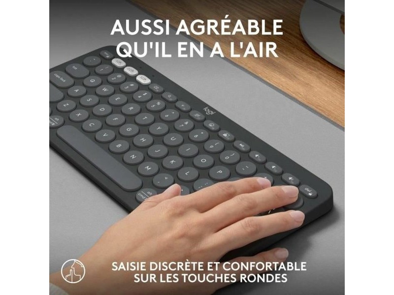 Блуту Клавиатура с Поставка за Таблет Logitech K380 френски Сив Графит Тъмно сив AZERTY Блуту Клавиатура с Поставка за Таблет Logitech K380 френски Сив Графит Тъмно сив AZERTY