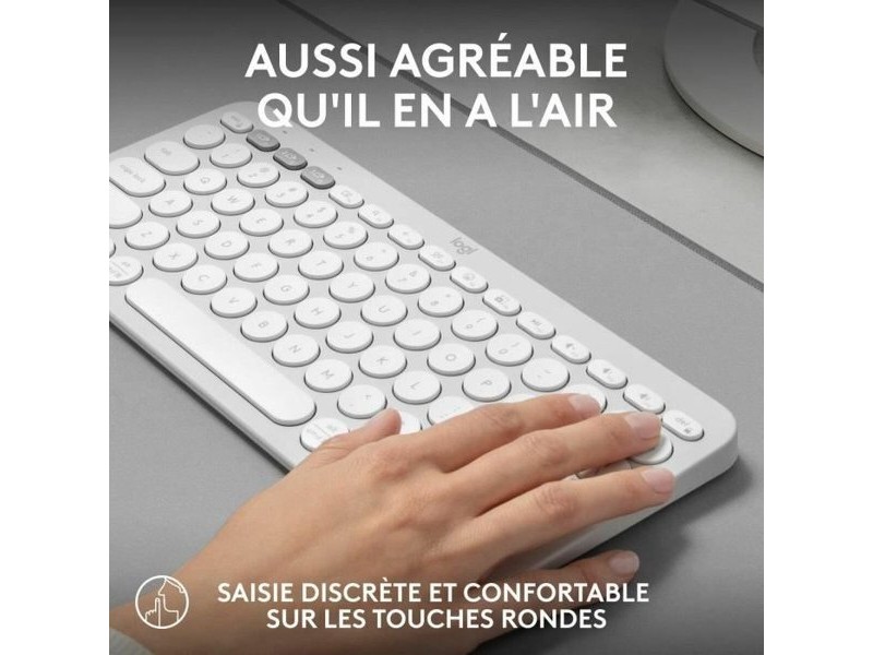 Блуту Клавиатура с Поставка за Таблет Logitech K380 френски Бял AZERTY