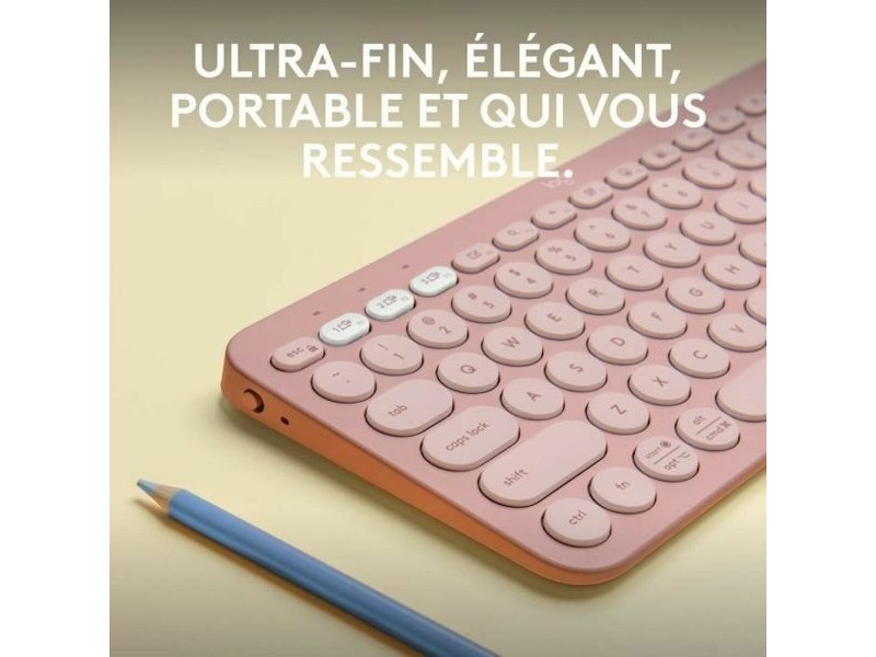 Блуту Клавиатура с Поставка за Таблет Logitech K380 френски Розов AZERTY