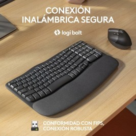 Клавиатура с мишка Logitech Графит Стомана Испанска Qwerty
