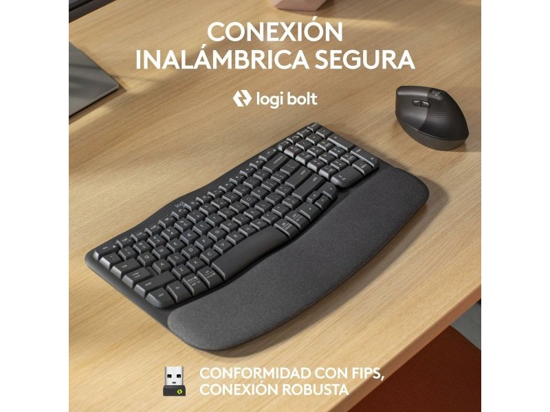 Клавиатура с мишка Logitech Графит Стомана Испанска Qwerty
