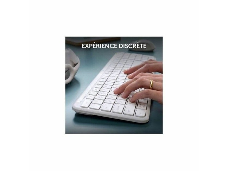 Клавиатура с мишка Logitech Бял френски Azerty френски Клавиатура с мишка Logitech Бял френски Azerty френски