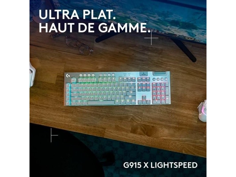 Безжична клавиатура Logitech G915 X Бял AZERTY