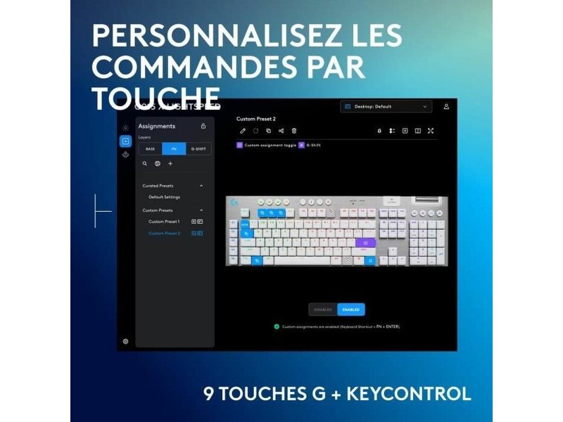 Безжична клавиатура Logitech G915 X Бял AZERTY