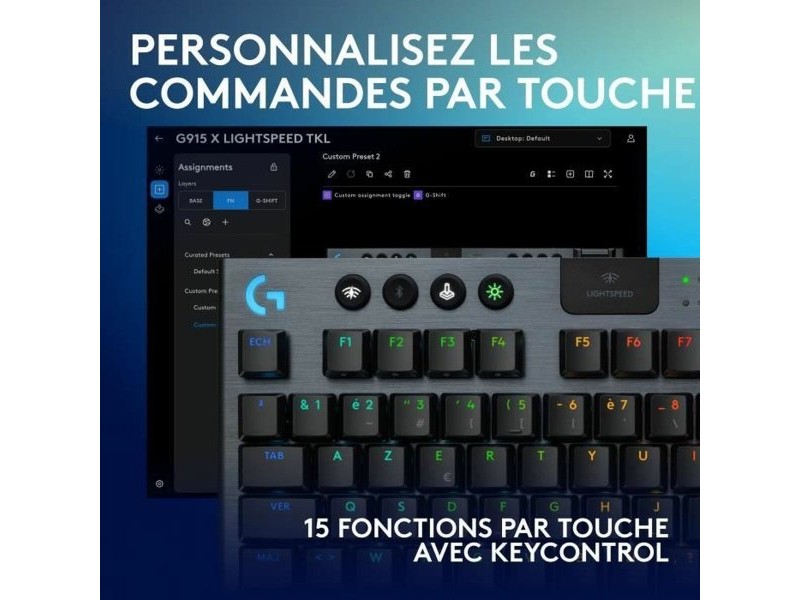 Безжична клавиатура Logitech G915 TKL X Черен AZERTY