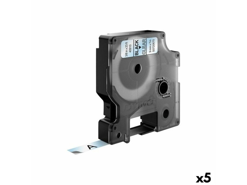 Ламинирана лента за етикетиране Dymo D1 40910 9 mm LabelManager™ Прозрачен Черен (5 броя)
