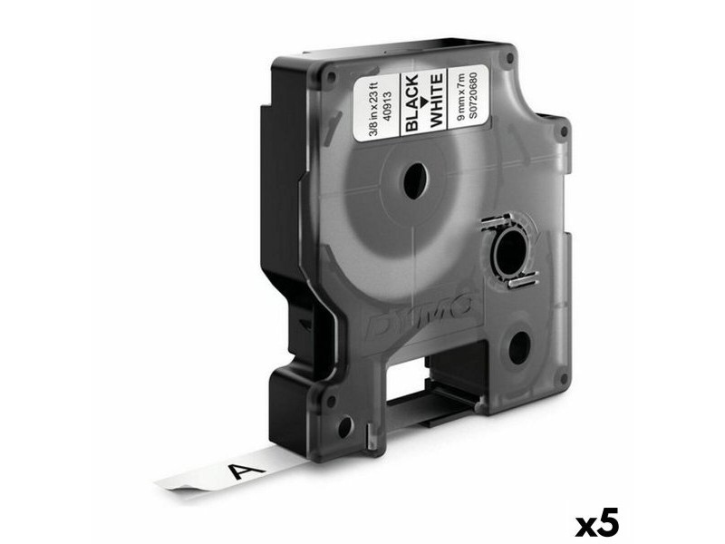 Ламинирана лента за етикетиране Dymo D1 41913 9 mm LabelManager™ Бял Черен (5 броя)