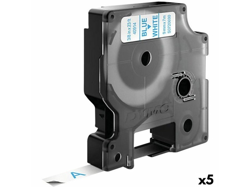 Ламинирана лента за етикетиране Dymo D1 40914 9 mm LabelManager™ Бял Син (5 броя)