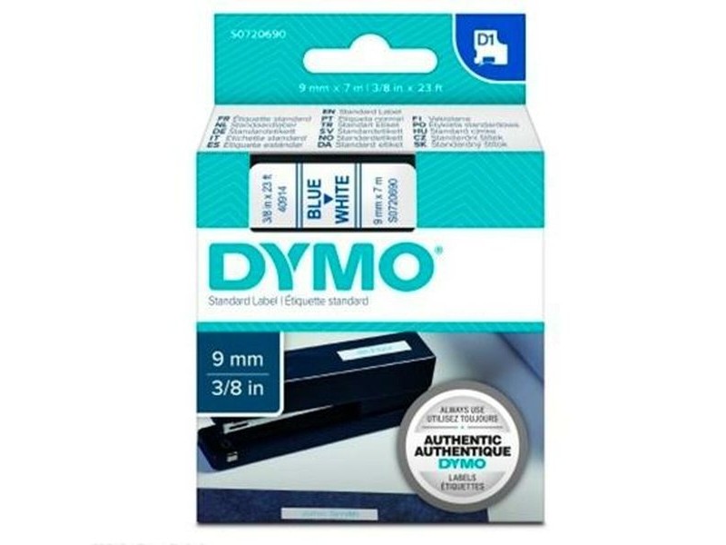 Ламинирана лента за етикетиране Dymo D1 40914 9 mm LabelManager™ Бял Син (5 броя)