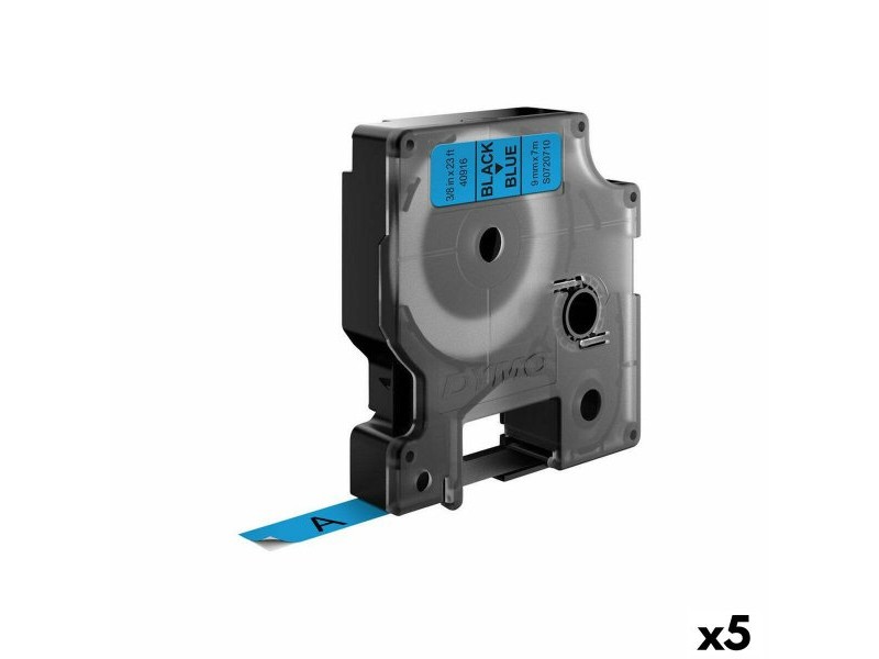 Ламинирана лента за етикетиране Dymo D1 40916 9 mm LabelManager™ Черен Син (5 броя)