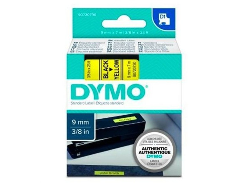 Ламинирана лента за етикетиране Dymo D1 40918 9 mm LabelManager™ Черен Жълт (5 броя)