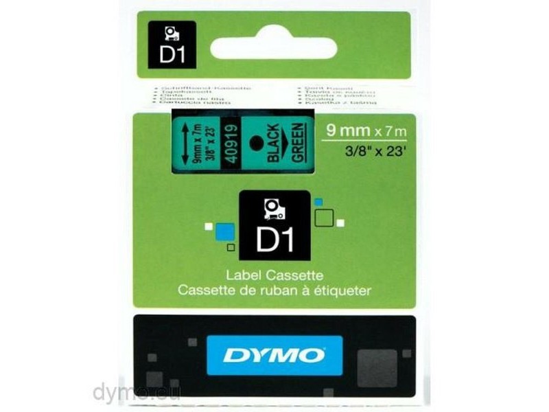 Ламинирана лента за етикетиране Dymo D1 40919 9 mm LabelManager™ Черен Зелен (5 броя)
