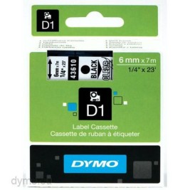 Ламинирана лента за етикетиране Dymo D1 43610 6 mm LabelManager™ Черен Прозрачен (5 броя)