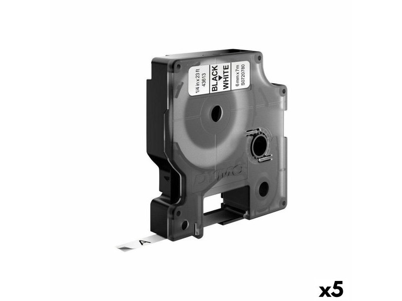 Ламинирана лента за етикетиране Dymo D1 43613 6 mm LabelManager™ Бял Черен (5 броя)
