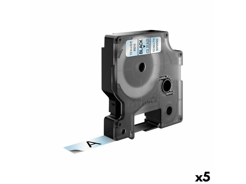 Ламинирана лента за етикетиране Dymo D1 45010 12 mm LabelManager™ Прозрачен Черен (5 броя)