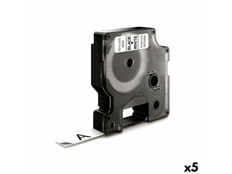 Ламинирана лента за етикетиране Dymo D1 45013 12 mm LabelManager™ Бял Черен (5 броя)