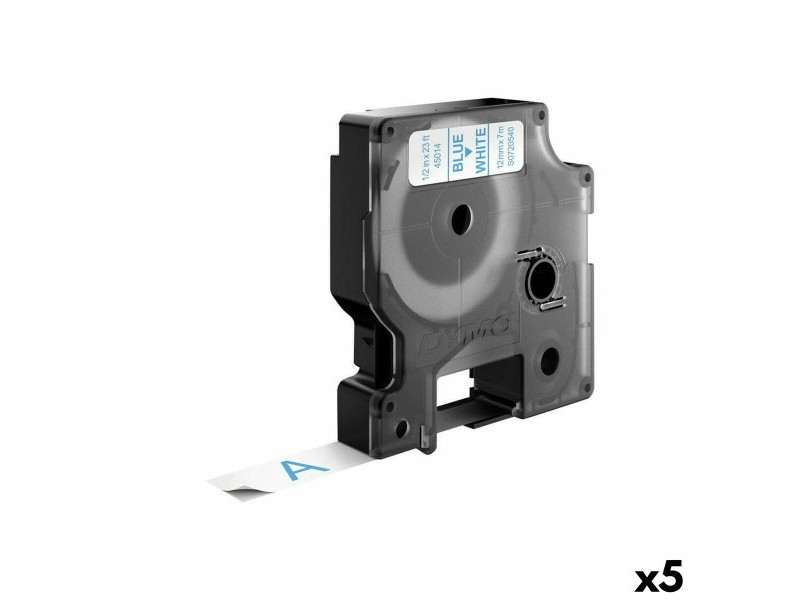 Ламинирана лента за етикетиране Dymo D1 45014 12 mm LabelManager™ Бял Син Черен (5 броя)