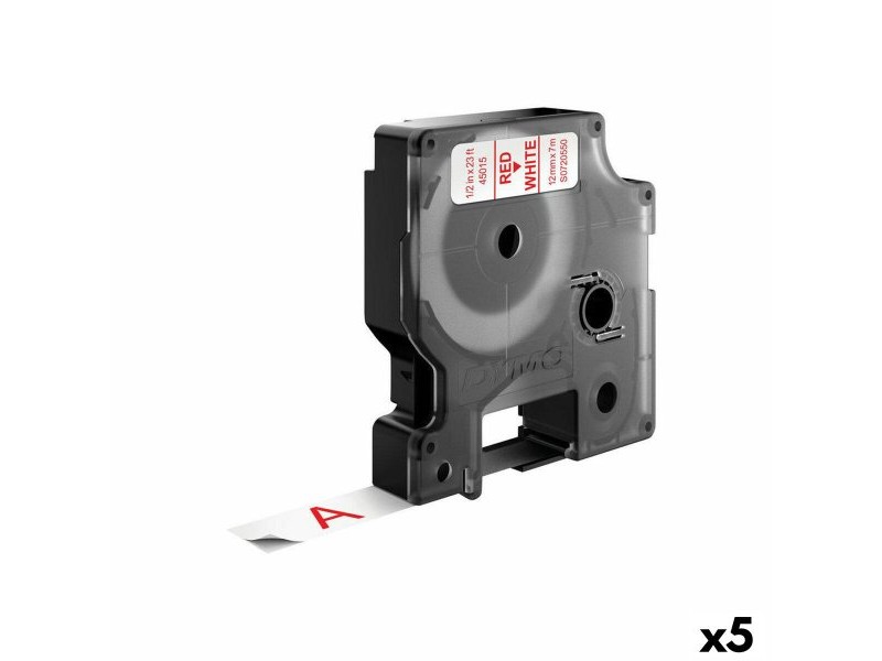 Ламинирана лента за етикетиране Dymo D1 45015 12 mm LabelManager™ Бял Червен Черен (5 броя)