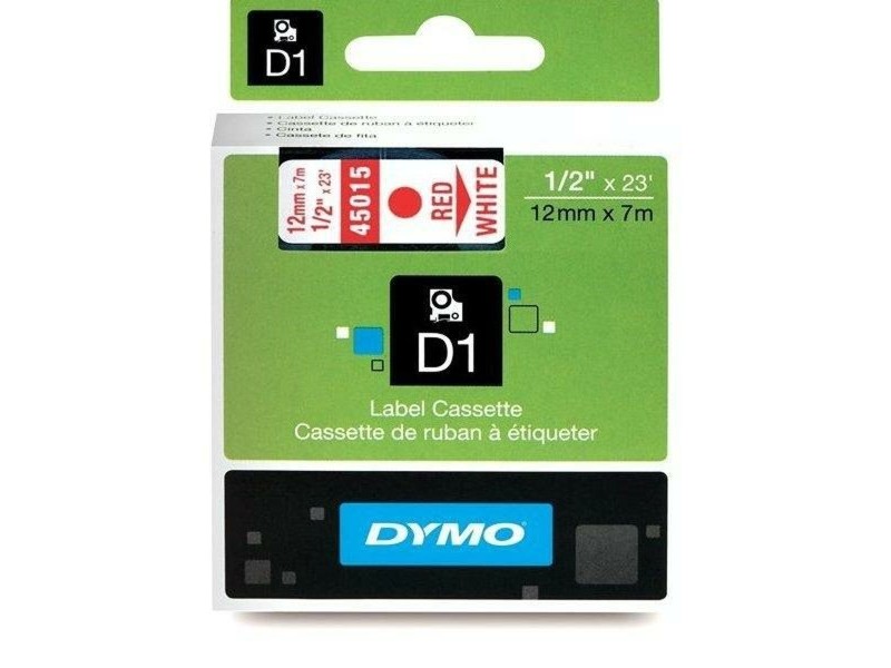Ламинирана лента за етикетиране Dymo D1 45015 12 mm LabelManager™ Бял Червен Черен (5 броя)