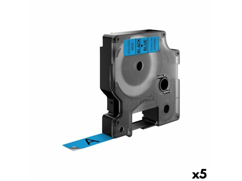Ламинирана лента за етикетиране Dymo D1 45016 12 mm LabelManager™ Син Черен (5 броя)