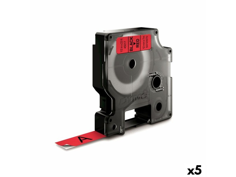 Ламинирана лента за етикетиране Dymo D1 45017 12 mm LabelManager™ Червен Черен (5 броя)