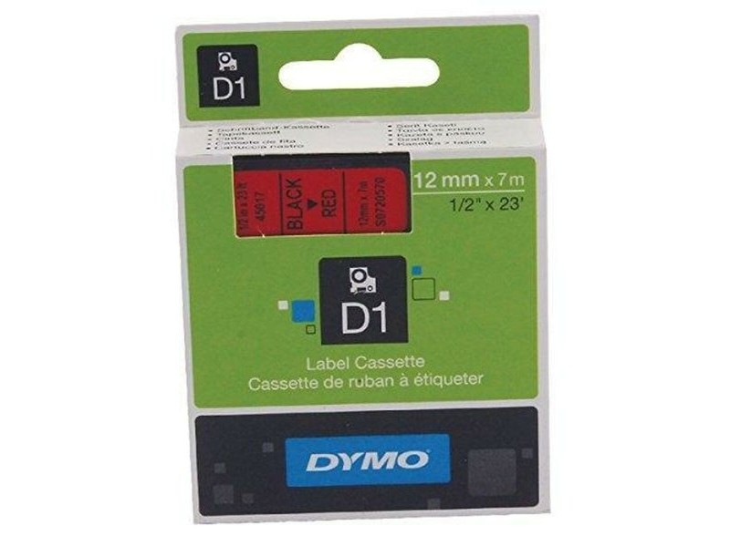 Ламинирана лента за етикетиране Dymo D1 45017 12 mm LabelManager™ Червен Черен (5 броя)