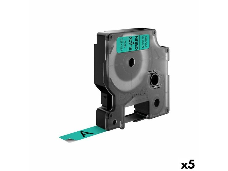 Ламинирана лента за етикетиране Dymo D1 45019 12 mm LabelManager™ Зелен Черен (5 броя)