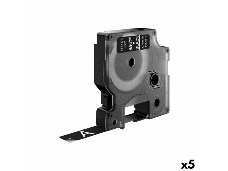 Ламинирана лента за етикетиране Dymo D1 45021 12 mm LabelManager™ Бял Черен (5 броя)