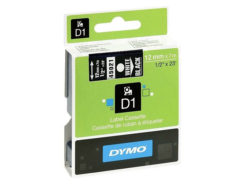 Ламинирана лента за етикетиране Dymo D1 45021 12 mm LabelManager™ Бял Черен (5 броя)