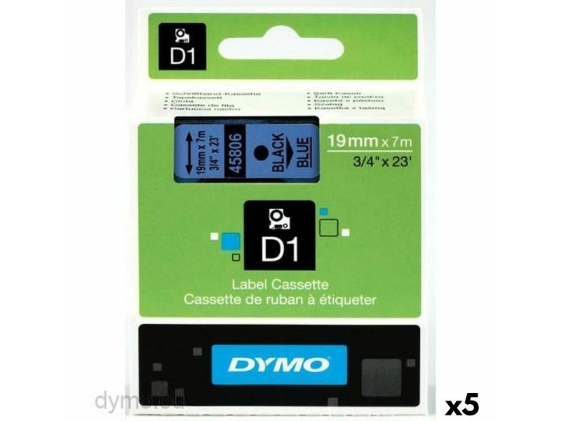 Ламинирана лента за етикетиране Dymo D1 45806 LabelManager™ Черен Син (5 броя)