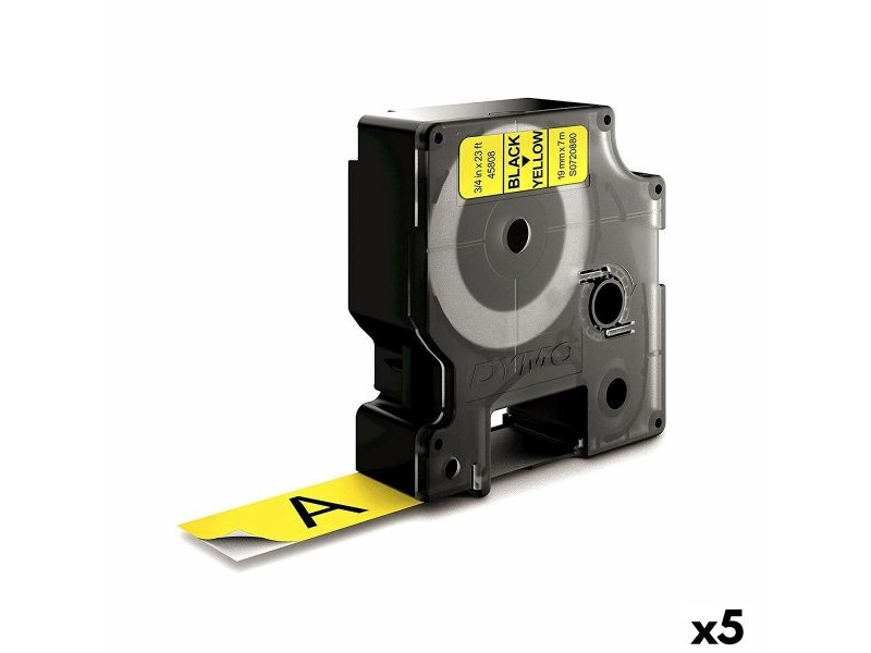 Ламинирана лента за етикетиране Dymo D1-19 45808 LabelManager™ Черен Жълт (5 броя)