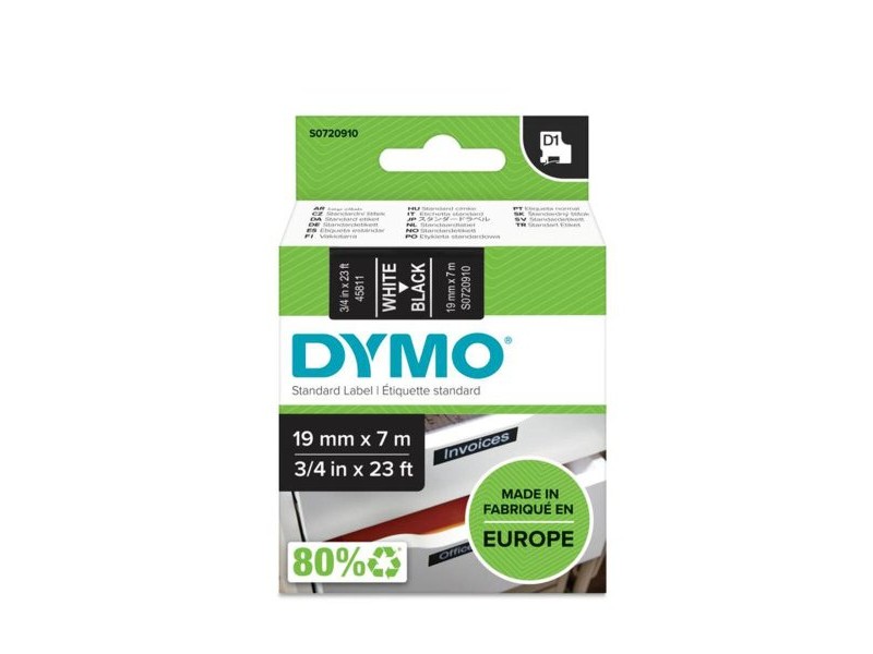 Ламинирана лента за етикетиране Dymo D1 45811 LabelManager™ Бял Черен (5 броя)