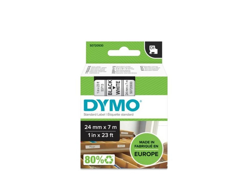 Ламинирана лента за етикетиране Dymo D1 53713 24 mm LabelManager™ Бял Черен (5 броя) Ламинирана лента за етикетиране Dymo D1 53713 24 mm LabelManager™ Бял Черен (5 броя)
