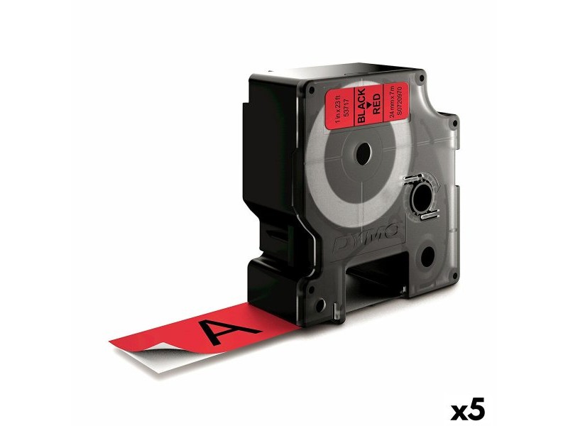Ламинирана лента за етикетиране Dymo D1 53717 24 mm LabelManager™ Червен Черен (5 броя)