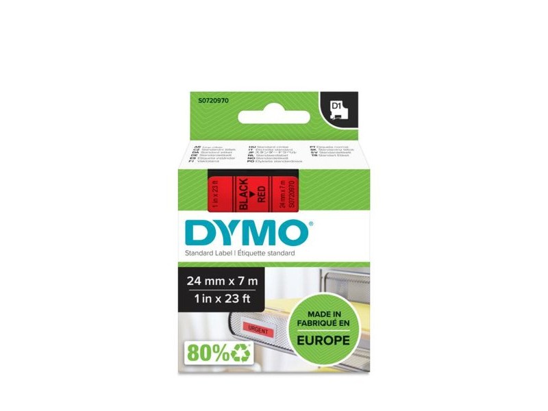 Ламинирана лента за етикетиране Dymo D1 53717 24 mm LabelManager™ Червен Черен (5 броя)