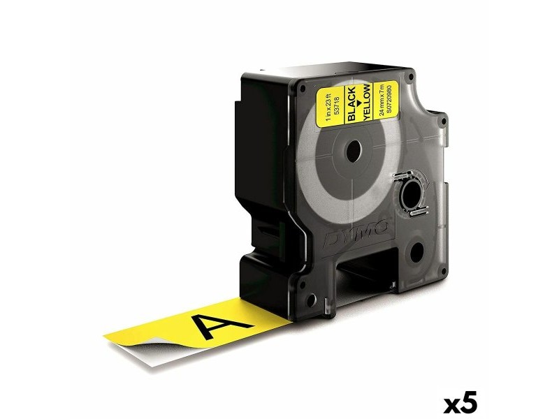 Ламинирана лента за етикетиране Dymo D1 53718 24 mm LabelManager™ Черен Жълт (5 броя)