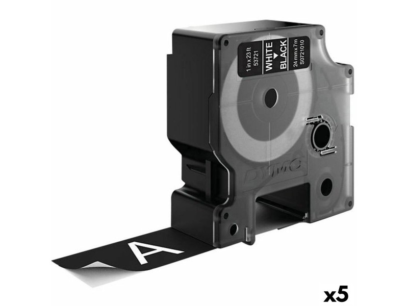Ламинирана лента за етикетиране Dymo D1 53721 24 mm LabelManager™ Бял Черен (5 броя)