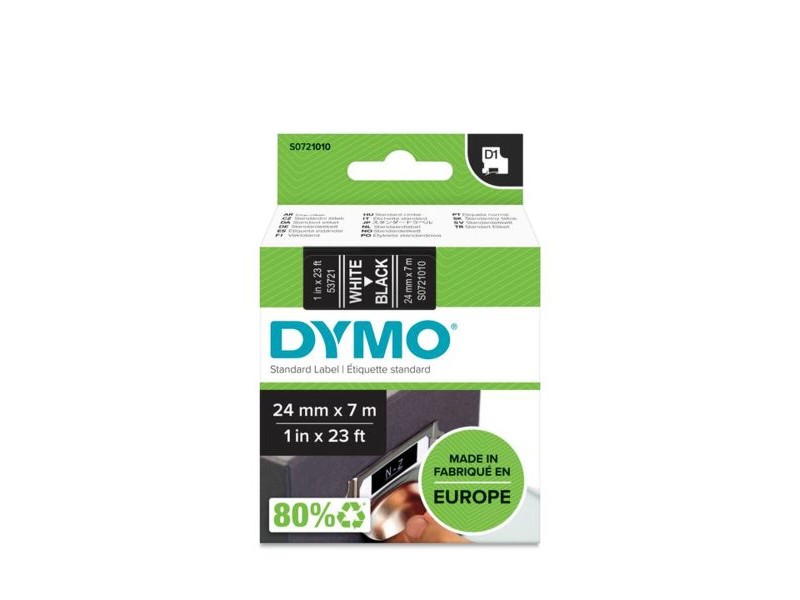 Ламинирана лента за етикетиране Dymo D1 53721 24 mm LabelManager™ Бял Черен (5 броя)