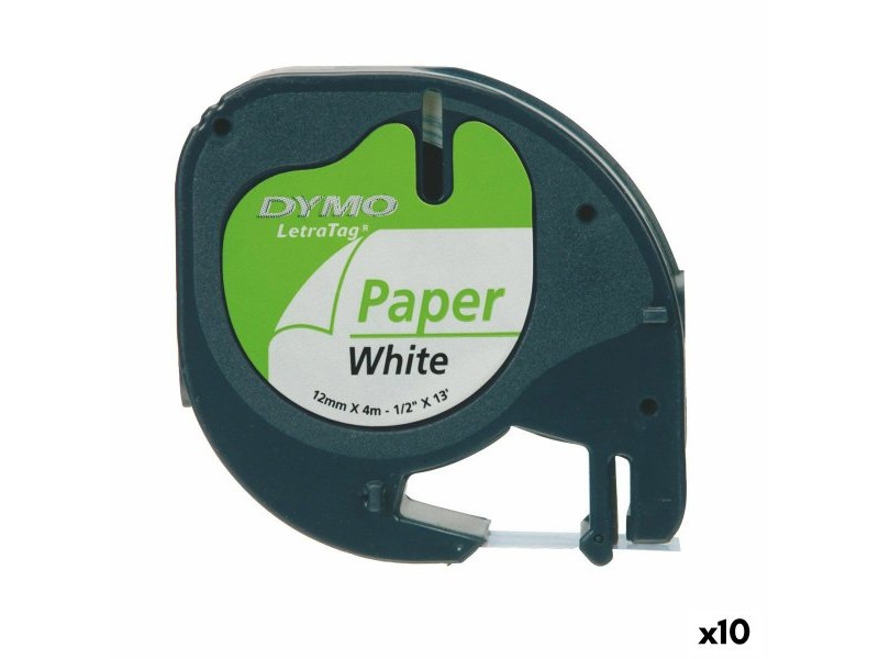 Ламинирана лента за етикетиране Dymo 91200 12 mm LetraTag® Бял Черен (10 броя)