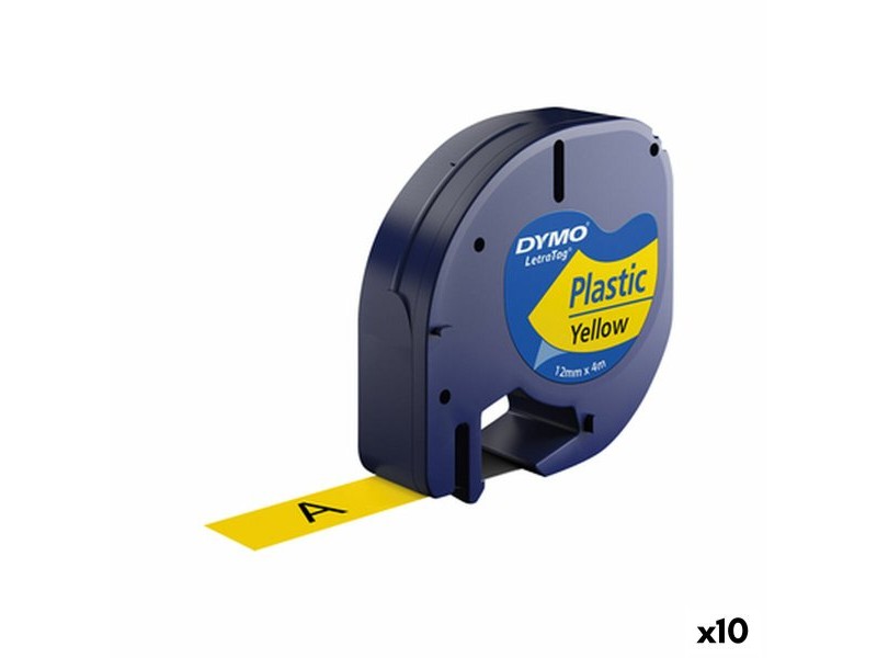 Ламинирана лента за етикетиране Dymo 91202 12 mm LetraTag® Черен Жълт (10 броя)
