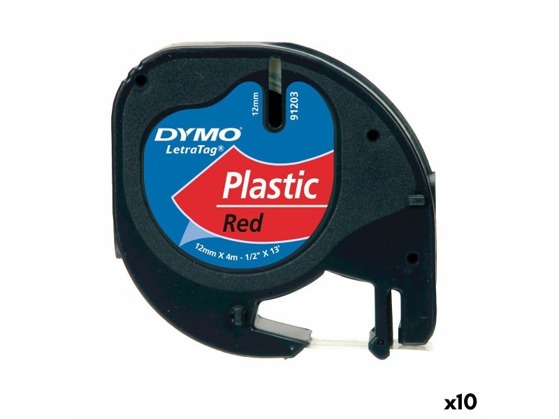 Ламинирана лента за етикетиране Dymo 91203 12 mm LetraTag® Черен Червен (10 броя)