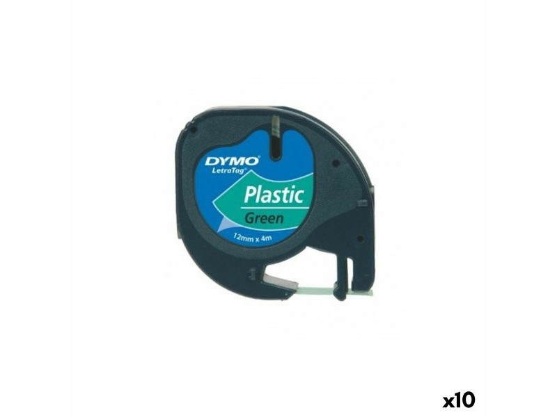 Ламинирана лента за етикетиране Dymo 91204 12 mm LetraTag® Черен Зелен (10 броя)
