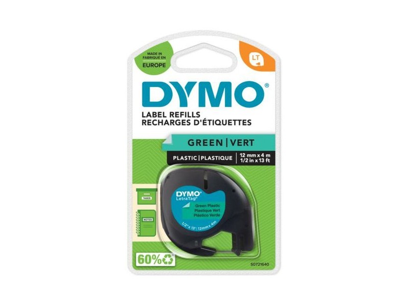 Ламинирана лента за етикетиране Dymo 91204 12 mm LetraTag® Черен Зелен (10 броя)
