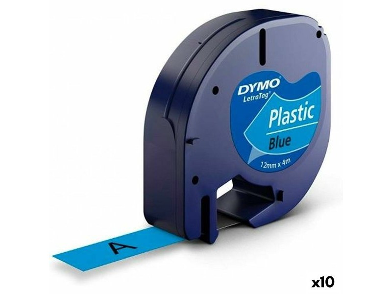 Ламинирана лента за етикетиране Dymo 91205 12 mm LetraTag® Черен Син (10 броя)