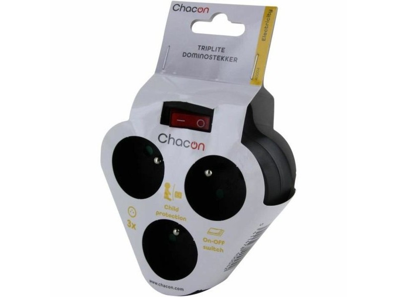 Табло с 3 гнезда с бутон за включване Chacon Dominó 3x16A