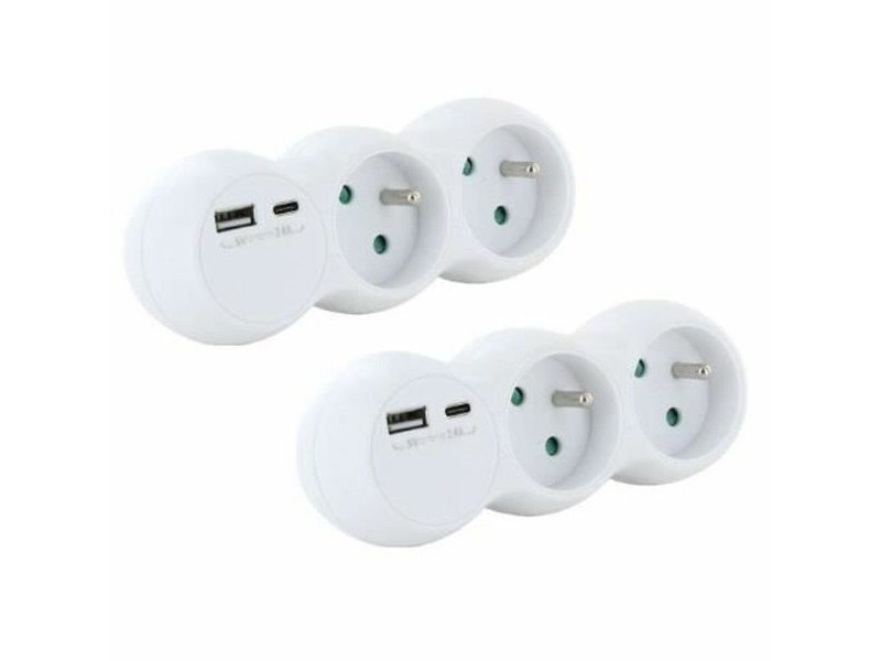 Табло с 2 гнезда с бутон за включване Chacon 47002 3680 W