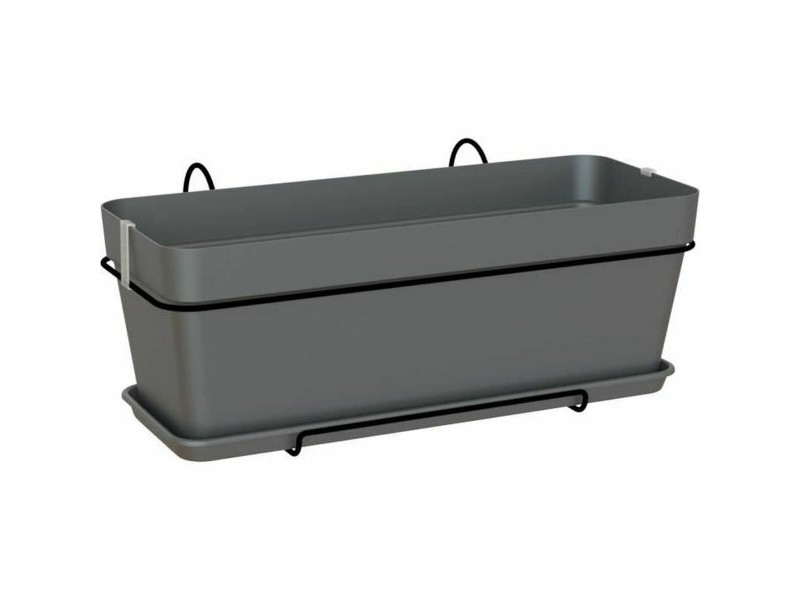 Сакция за Цветя с Чинийка Artevasi Capri v2 За окачване на балкон Антрацит 50,2 x 28,5 x 20,7 cm