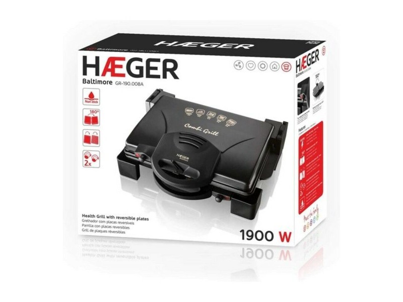 Grill Haeger GR-190.008A 1900W Черен Неръждаема стомана