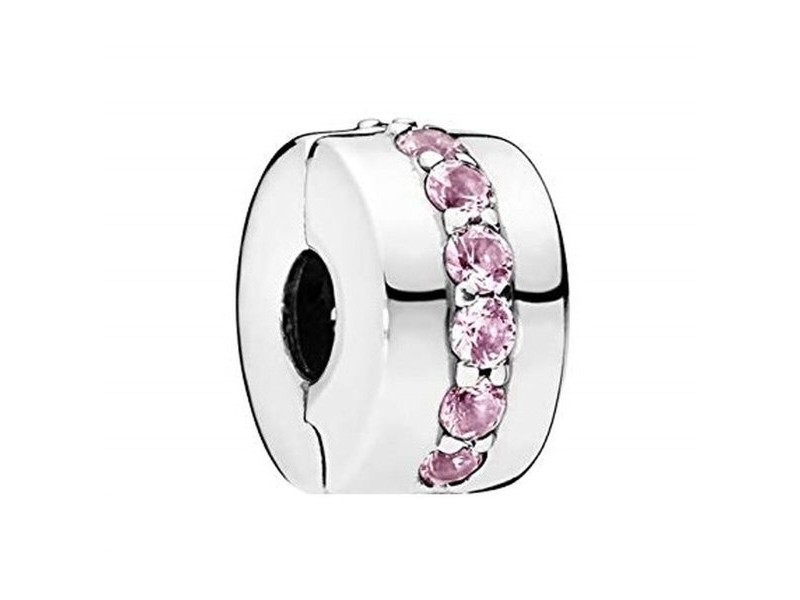 Charm Damă Pandora PINK SPARKLING ROW CLIP