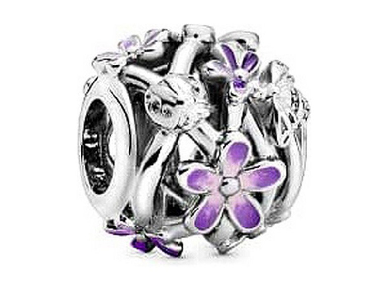 Дамска огърлица Pandora OPENWORK PURPLE DAISY Сребрист Лилав